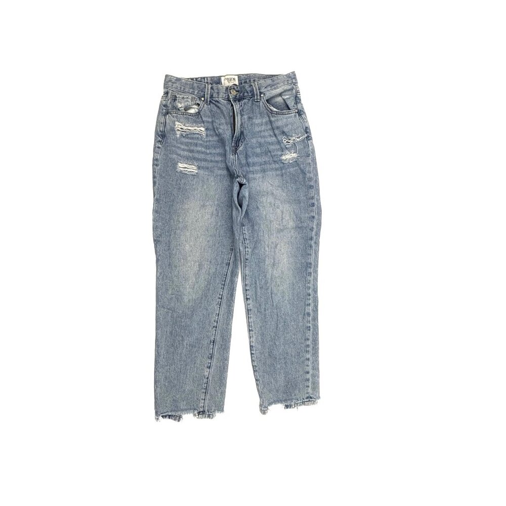 Insane Gene Jeans Women Size 9 Blue Distressed Raw Hem Ankle High Rise Denim